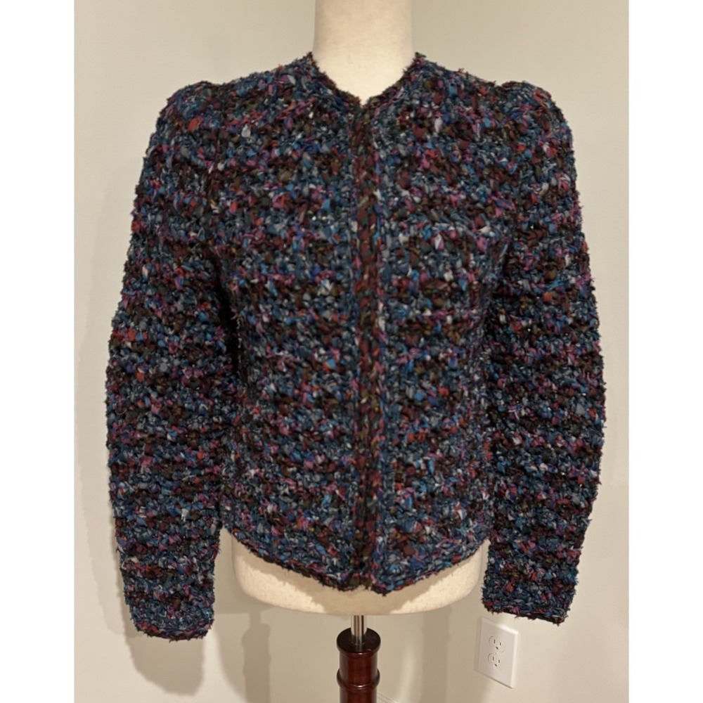 Estelle Gracer Fiber Artist Art-to-Wear Handwoven Cardigan Hooks Jacket Fits S/M